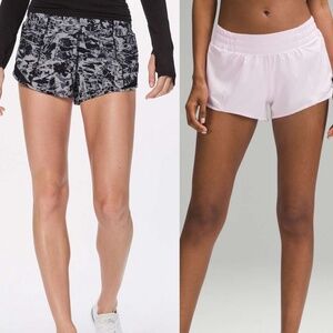 Lululemon Hotty Hot Shorts 2.5” (interlaced black and meadowsweet pink)